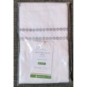 Pottery Barn Pearl Organic Cotton Sham Euro Pillow GRAY MIST Embroidered NEW